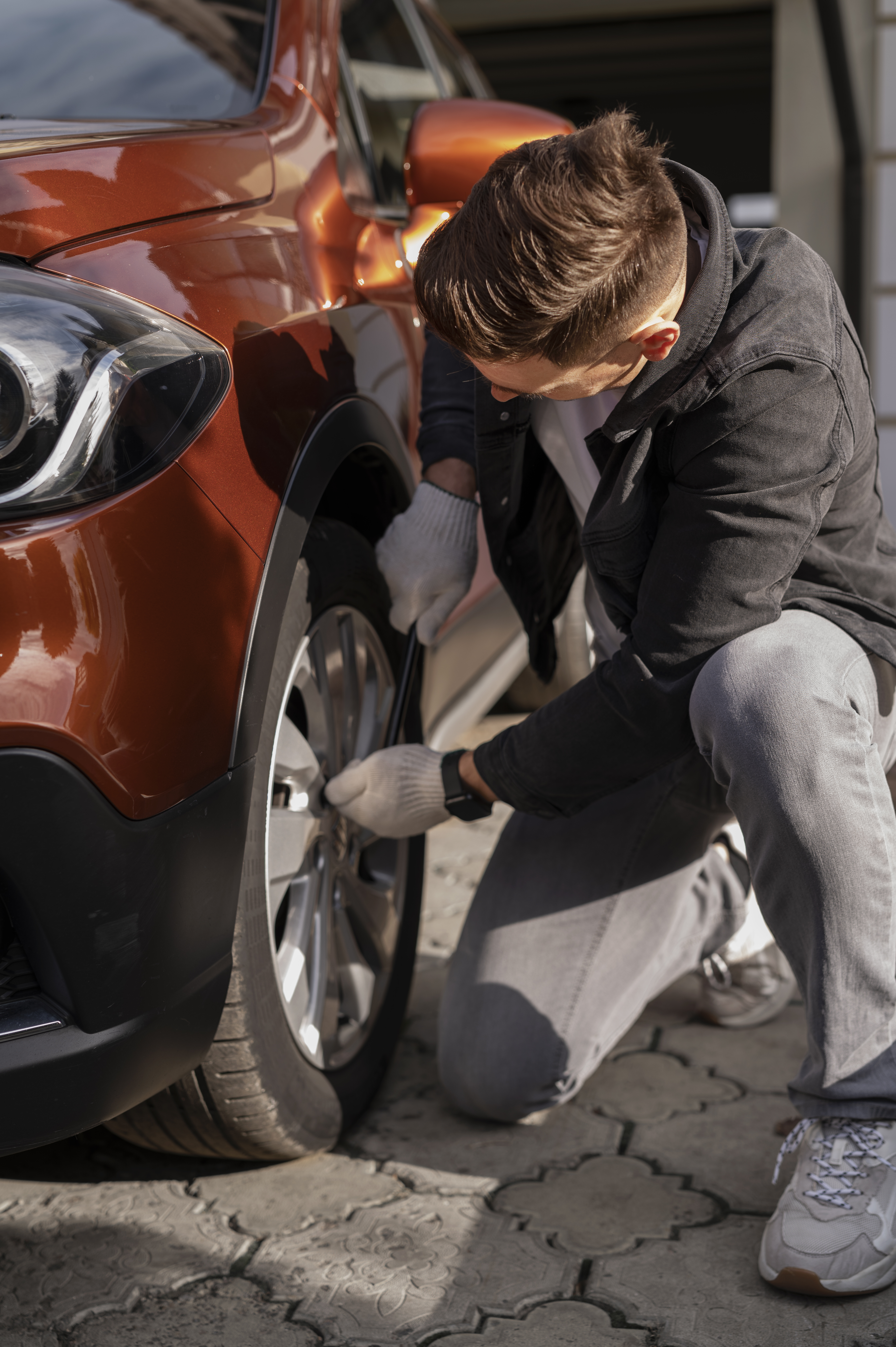 Tire Change on the side of the road. 